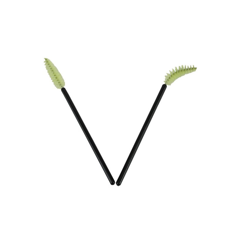 Yueton Pack of 100 Disposable Eyelash Brushes Wands Mascara Applicator (Black+Green) - Image 3